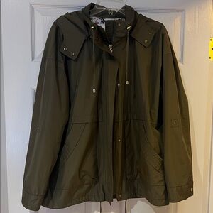 Women's Olive Hooded Raincoat